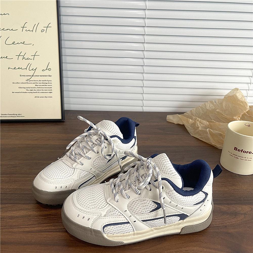 Original design sense niche thick-soled white shoes women's 2025 spring new versatile chic mesh board shoes German training shoes