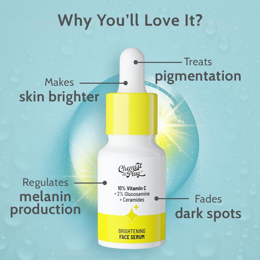 Chemist At Play Vitamin C Gesichtsserum 10 Prozent Aufhellender Glow Für Ebenmäßigen Teint Dunkle Flecken Pflege Alle Hauttypen 10 ml