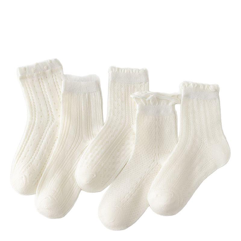 Girls' Thin Cotton Lace Ankle Socks - Spring/Summer