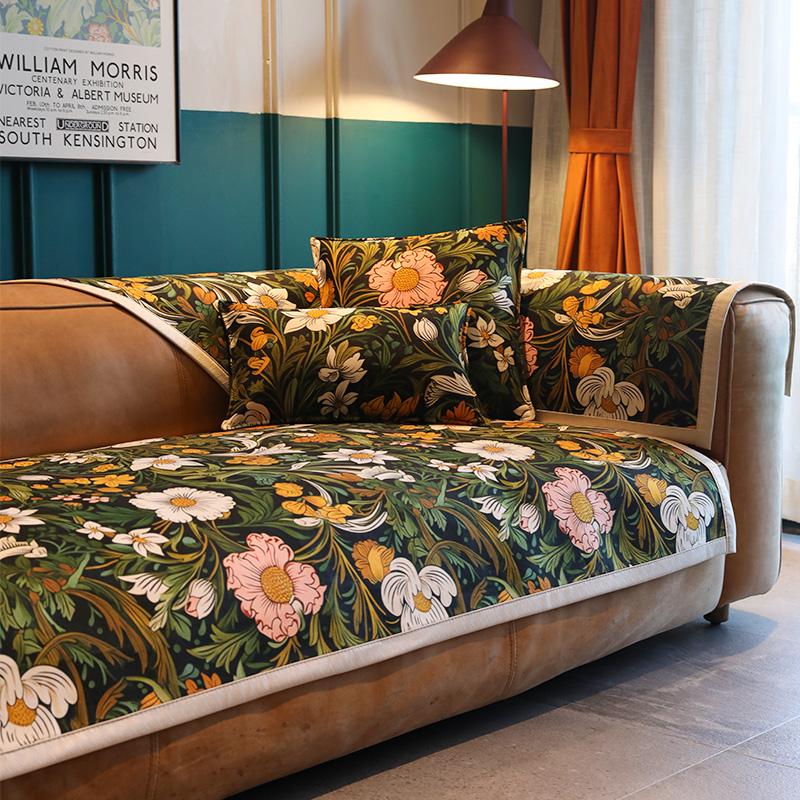 

Подушка для дивана на все времена года, высококачественный нескользящий легкий роскошный кожаный чехол для дивана в американском стиле ретро с тканевой подушкой для полотенца 70*70cm