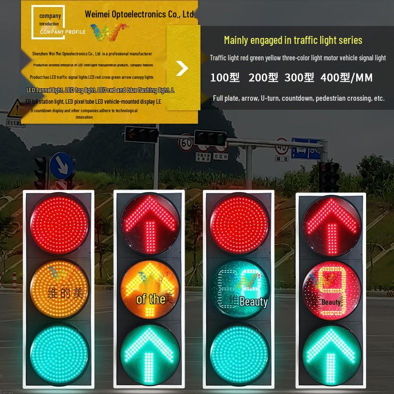 400-Type Full Screen LED Traffic Signal with Countdown: Red and Green Arrow Lights