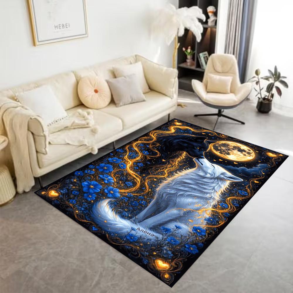1pc Wolf Pack Forest Design Home Carpet Non-slip Office Decor Gift Living Room Bedroom