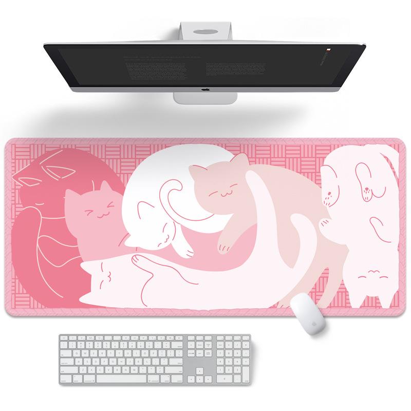 

Очень большой нескользящий коврик для мыши для киберспортивных игр с кошкой и коврик для клавиатуры Esports - Pink Kitten