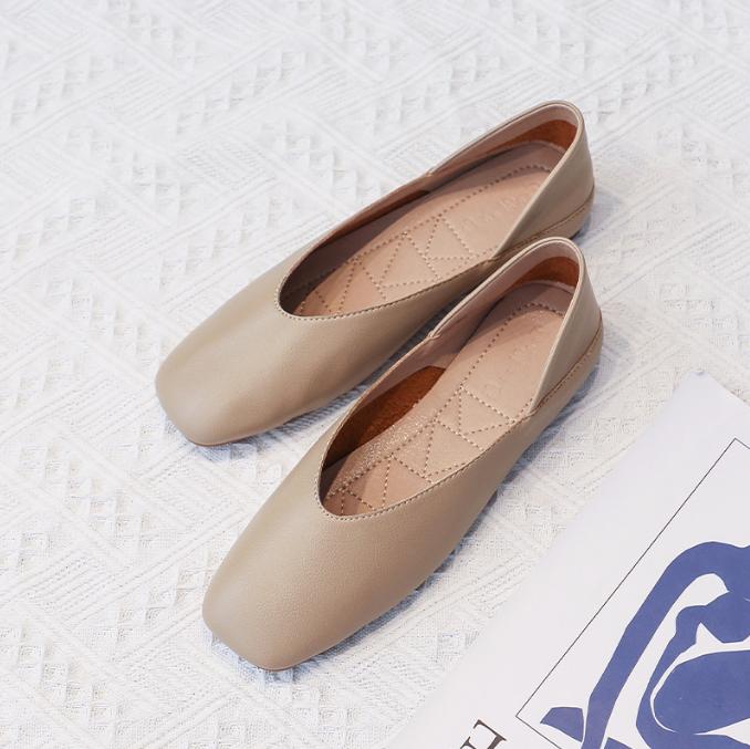 Genuine Leather Woman Casual Flats Female Retro Shoes Low Heeled Soft Soled Flat Shoes Casual Versatile Loafers Women