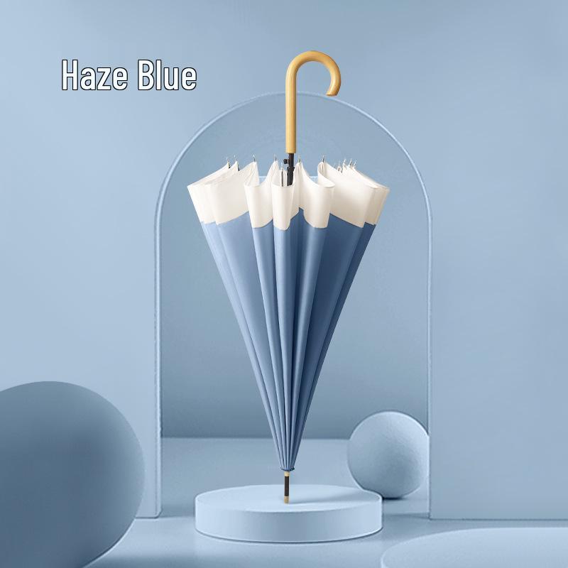 16-Rib Long-Handle Japanese Style Curved Parasol - Customizable Advertising Umbrella