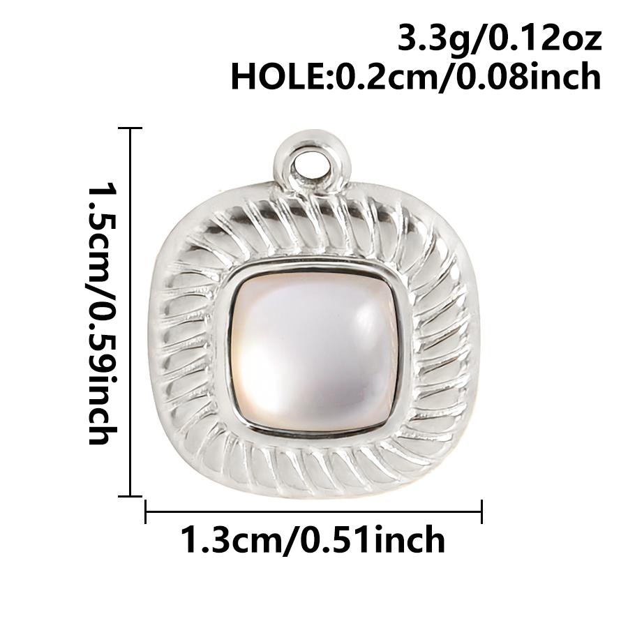 

4pcs Breloques Simple White Shell Pendant Enamel Rectangle Round Square Stainless Steel Charms For Jewelry Making Supplies Bulk