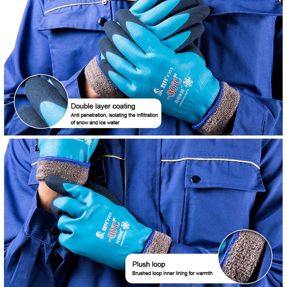 Thermal Lined Safety Gloves Cold Resistant Low Temperature Fishing Gloves Winter Work Gloves