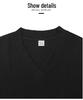 2025 Men's Summer Loose V-neck Knit T-shirt - Casual Short Sleeve, Plain Color Sports Tee