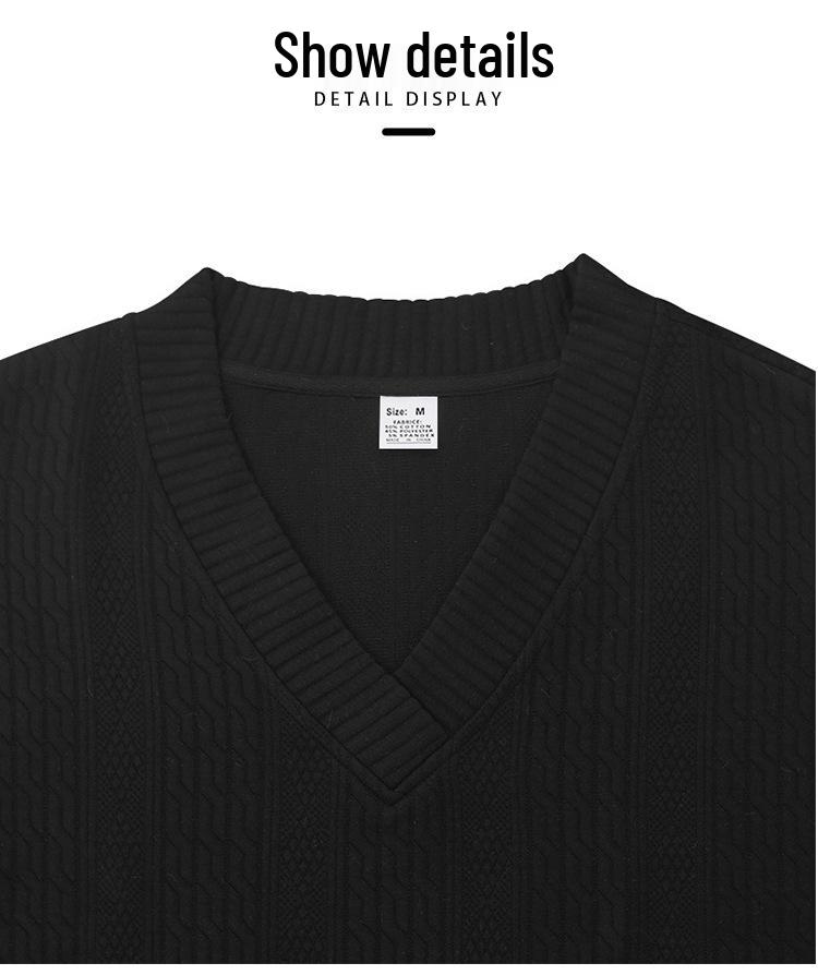 2025 Men's Summer Loose V-neck Knit T-shirt - Casual Short Sleeve, Plain Color Sports Tee