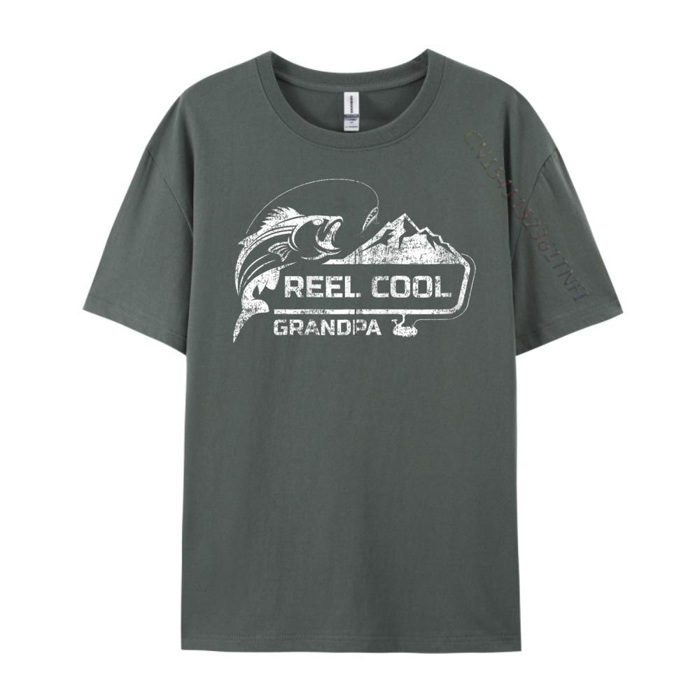 Fishing Retro Reel Cool Grandpa Fishing Teeshirt Graphic T Shirts Men Cotton Funny Camisas De Hombre