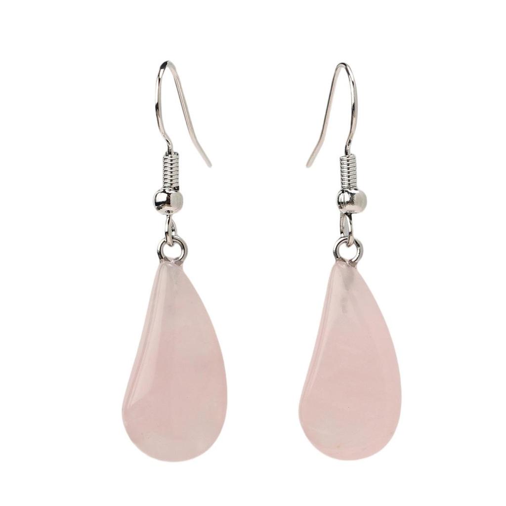 Green Aventurine & Pink Crystal Agate Water Drop Earrings for Women - Elegant Cross-Border Jewelry