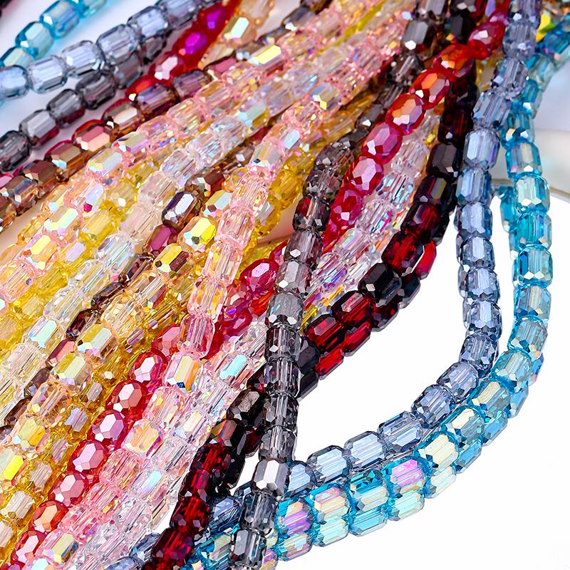 8mm Glass Column Beads Crystal Barrel Faceted Loose Spacer Craft Beads for Bracelet Necklace Earring Wind Chime Jewelry Making