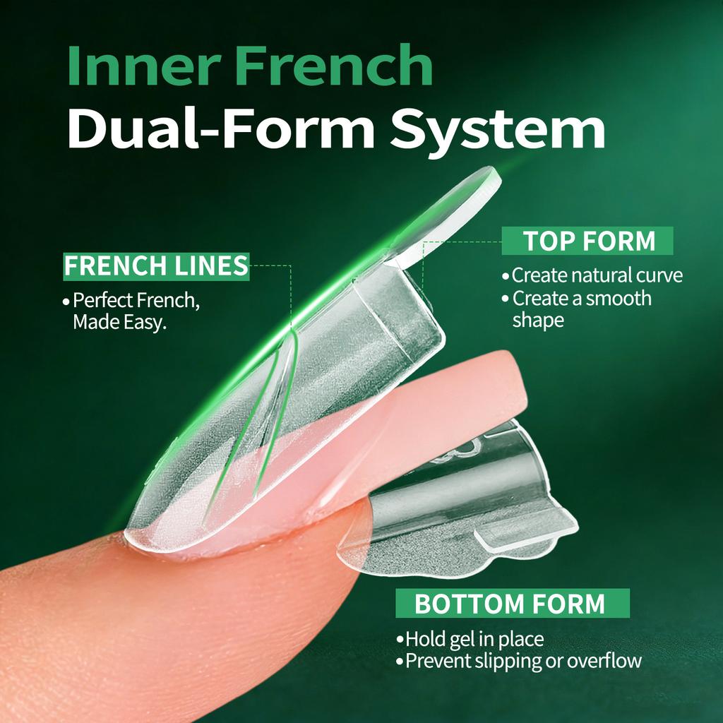 French Manicure Extension Mold Frosted Inner Layer/glossy Outer Layer Paint-free Snap-on Design Built-in C-shaped Curve Professional Nail Shaping Tool