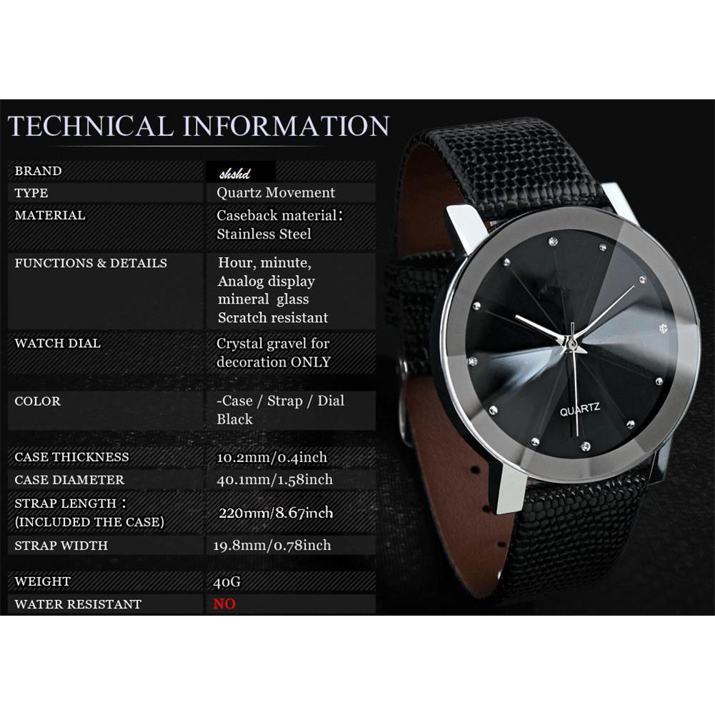 Women Men Couples Simple Casual Diamond Leather Belt Quartz Wrist Watch