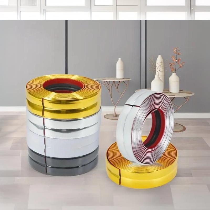 Self Adhesive Glossy Metal Edge Trim Strip With Strong Back Glue And Easy Installation Perfect For Home Wall Tile Gap Decoration