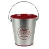 Les Trésors De Lily [A1691] - Small Silver-red 'Bistrot' Metal Bucket - 10x7 Cm