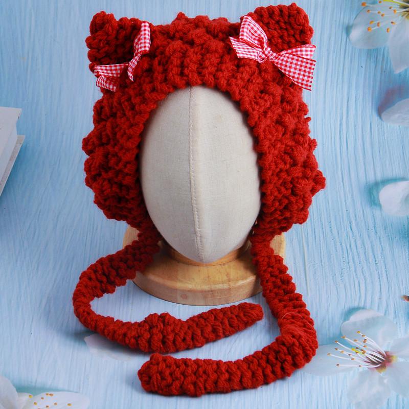 Newborn baby cute autumn and winter warm lamb wool anti-droplet hat mask removable protective hat