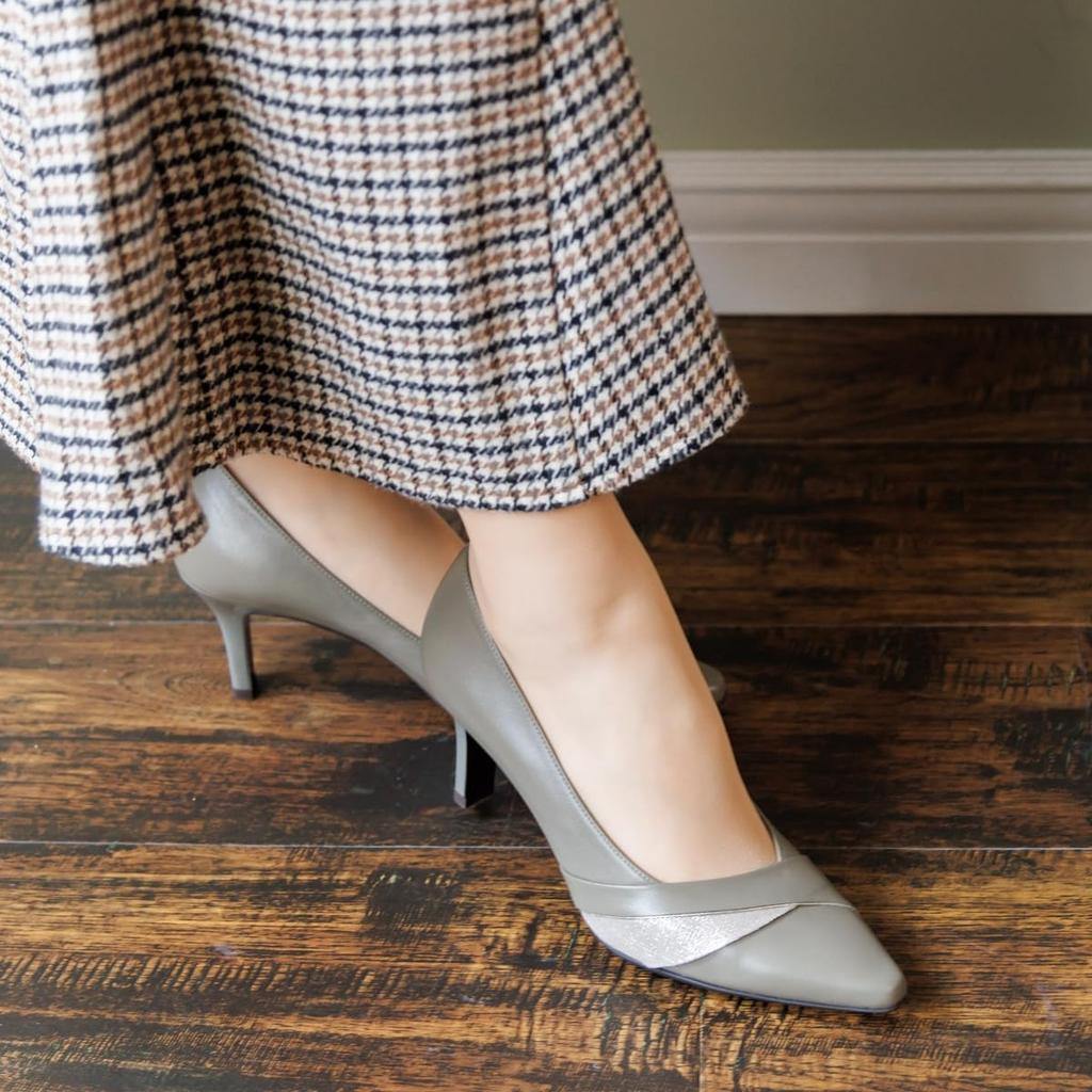 Himiko (Himiko) Switch Design Pointed Toe Pumps / 633301 Gray 240