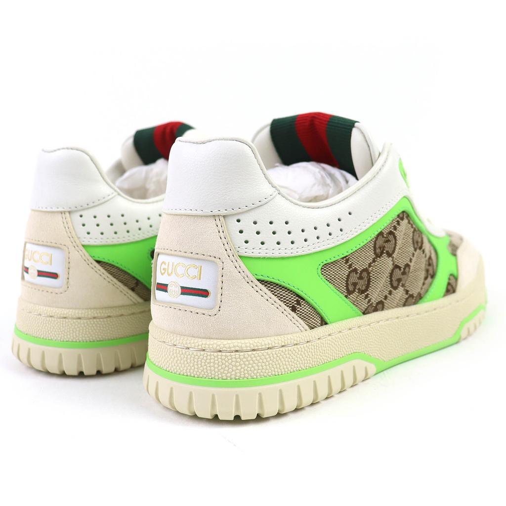 Pristine GUCCI Sneakers Reweb White Beige Green GG Canvas Women 36.5 785452 Used