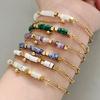 Bohemian Style 18k Gold Plated Simple Natural Stone Stainless Steel Bracelet For Women