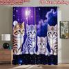 2D Flat Printing 2pcs Curtain Curtains Galaxy Cats Quartet Digital Printed Polyester Drapes Birthday Party Use for Indoor