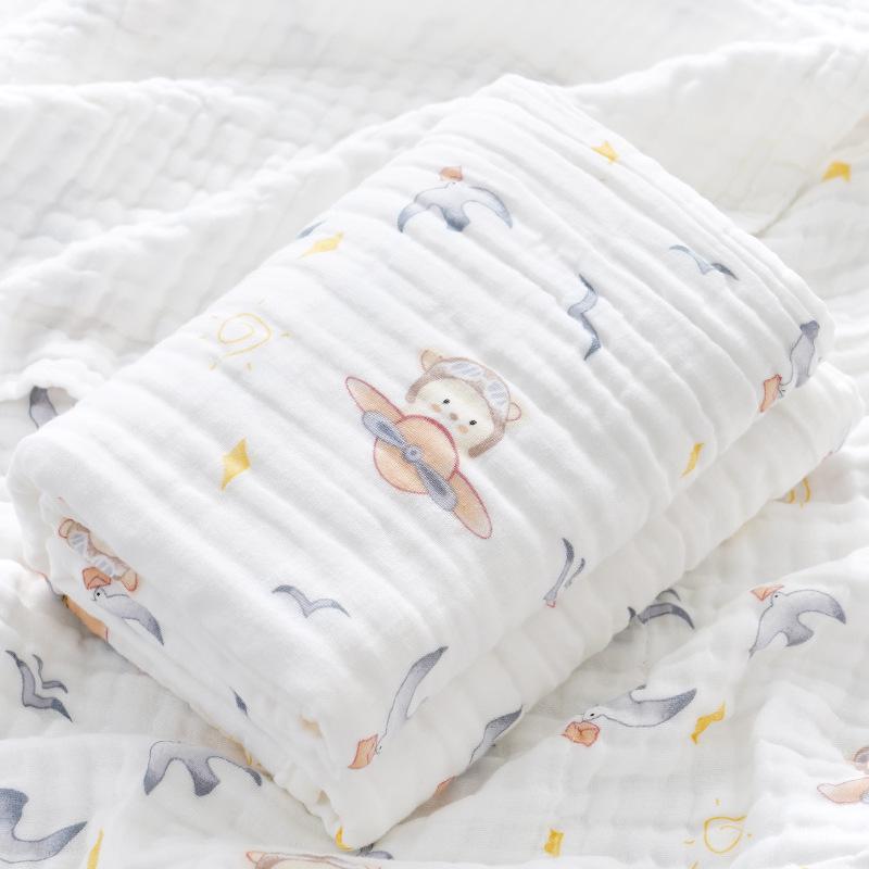 High-Density Six-Layer Pure Cotton Baby Bath Towel and Swaddling Blanket for Newborns and Children