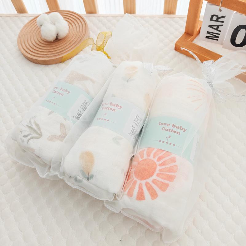 Newborn Double-Layer Bamboo Cotton Muslin Swaddle & Breathable Bath Towel