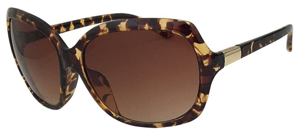 Trick Sunglasses with UV a large frame that creates a slimming Stylish metal accents on both sides create a large cell Brown Marble Half [Face