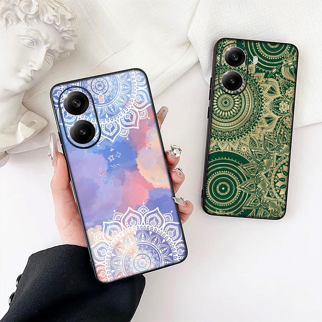 Floral Paisley Mandala flower Wood Texture Phone Case for Xiaomi Poco C85 C65 C75 X7 X6 M6 M8 F7 F8 Ultra F6 Pro Cover Casing