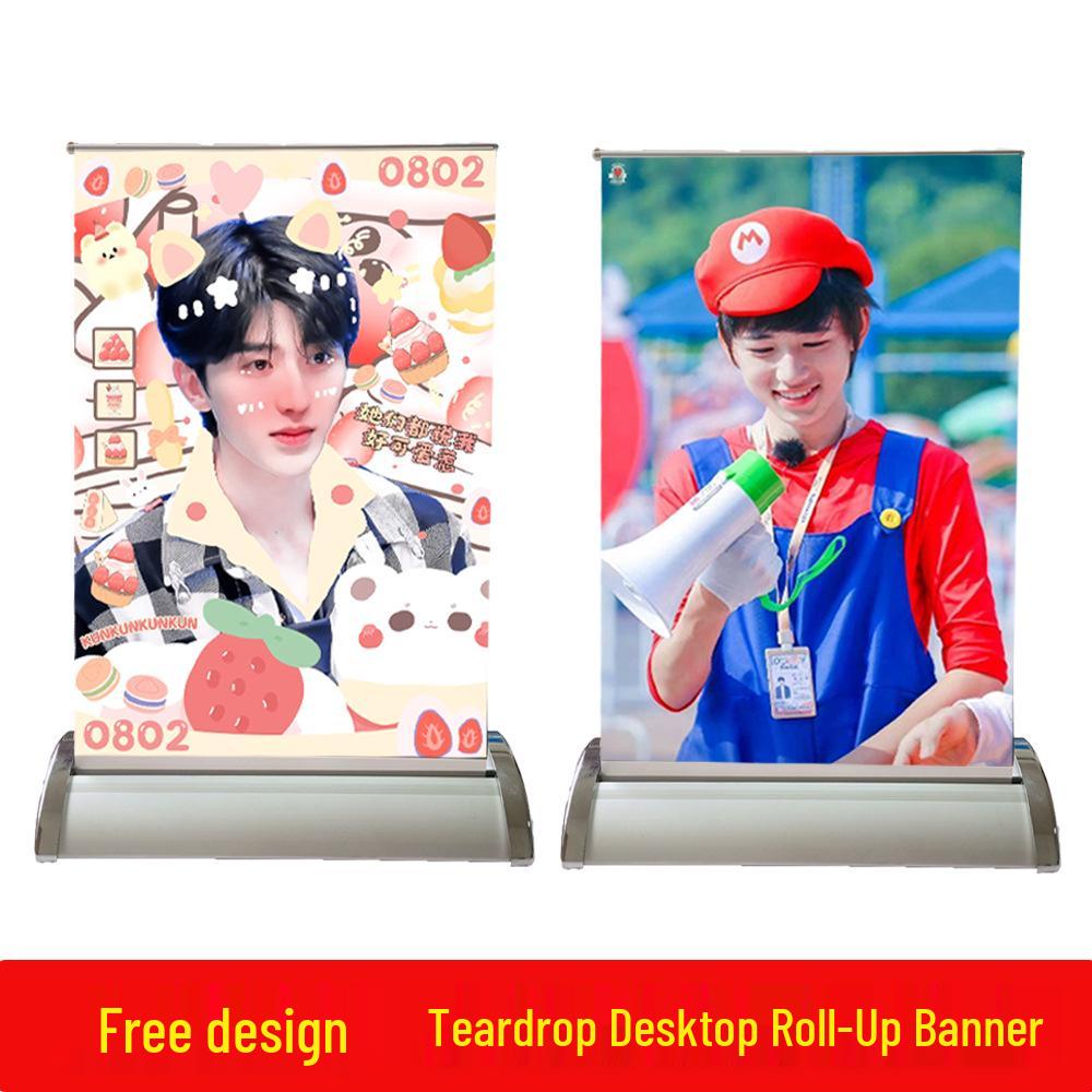 Desktop Mini X-Banner Poster Stand: Foldable Roll-Up Display Holder for Advertising