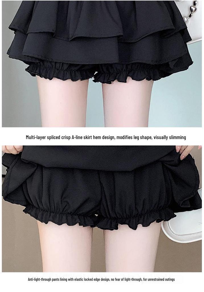Ballet Style Women's Summer Elastic High Waist Fluffy Skirt Shorts