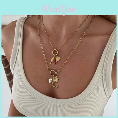 Stainless Steel Snake Chain Necklace With Gemstone Pendant For Women