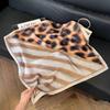 Simulated silk women's small square scarf, Korean cashew nut leopard print small silk scarf, headscarf, four-season scarf, professional scarf.