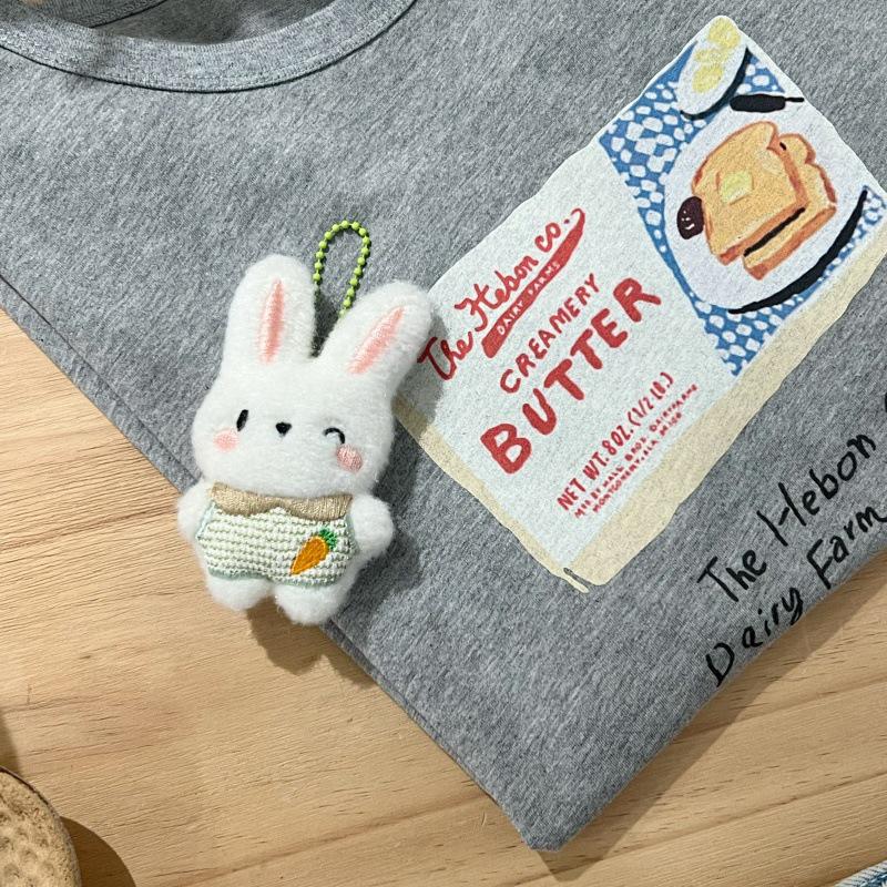 Cartoon Plush Bunny Toys Cute Stuffed Rabbit Doll Keychain Car Key Holder School Bag Pendant For Girl Birthday Gifts