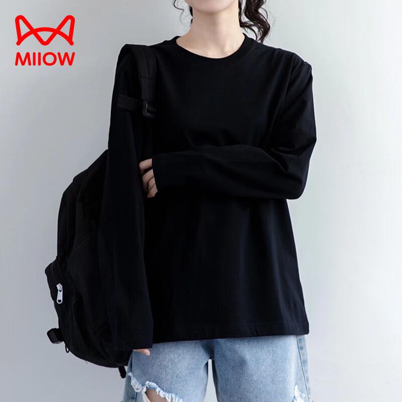 MIIOW Damen Langarm T-Shirt aus reiner Baumwolle