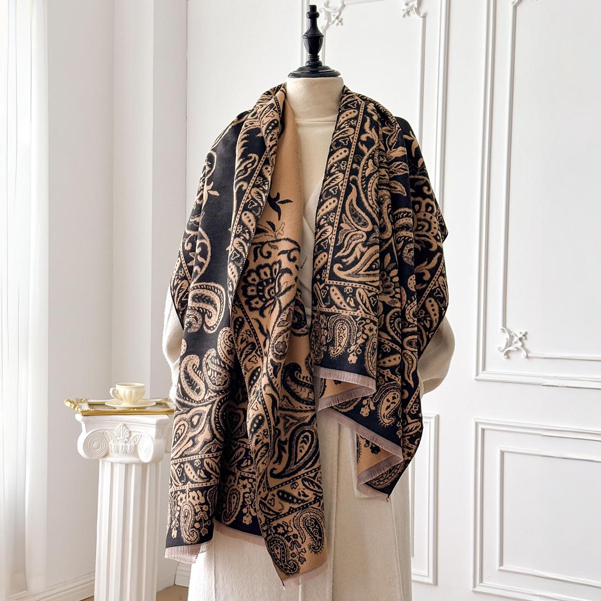 

Cashew Flower Design Winter Cashmere Jacquard Paisley Scarves High Quality Women Thicken Wrap Shawl Ladies Pashmina Scarf