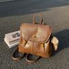 Schoolbag Casual Simple Backpack Women's 1011 New Trendy Commuter Backpack Daily Versatile Large Capacity Soft Leather Popular School Bag