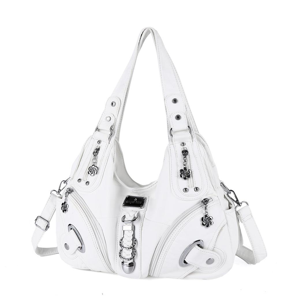 Borsa a Spalla da Donna Grande Capacità con Tasche Multiple e Manico Superiore a Forma di Raviolo di Caffè Tote Satchel