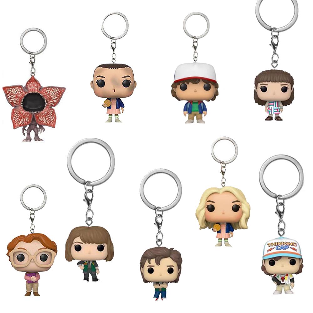 Pocket Keychain Eleven Barb Robin Steve Dustin Vinyl Figure Key Ring Model Toys