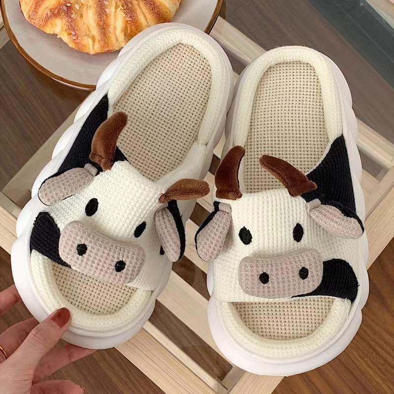Fashion Smile New Linen Slippers For Women Non-slip EVA Sole Light Home Slides Soft Sole Indoor Slides Leisure Platform Women's Slippers