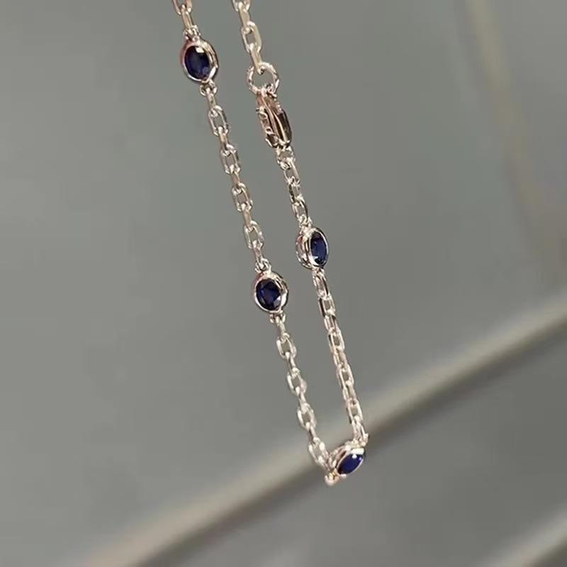 Blue Bubble Diamond Korean Bracelet - Elegant Women's Layered Hand Jewelry