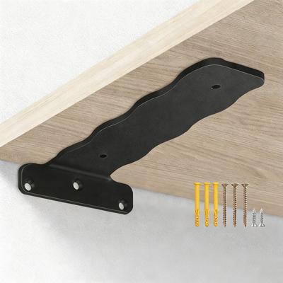 2Pcs Heavy Duty Carbon Steel L Shaped Bracket - Invisible Shelf Support with Screws, Wooden Board Rack Wall Mount Hardware