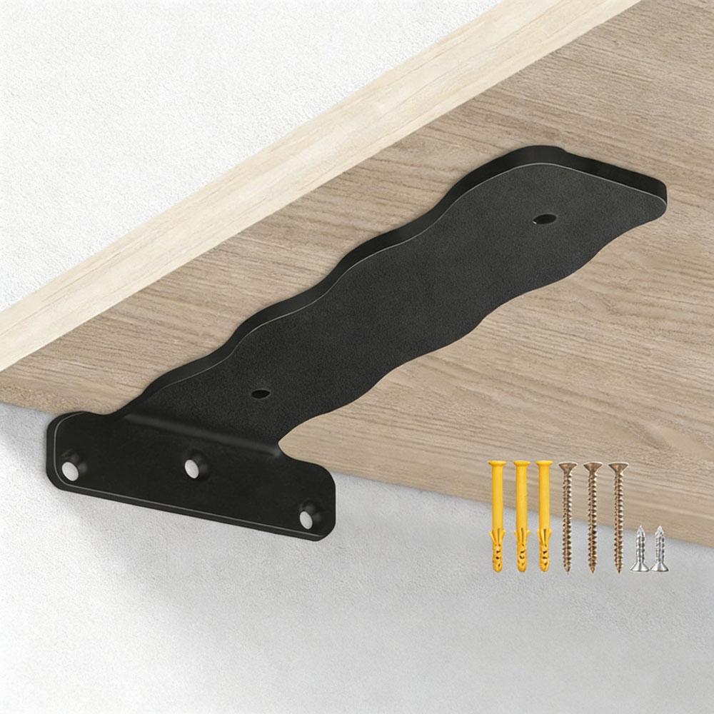 2Pcs Heavy Duty Carbon Steel L Shaped Bracket - Invisible Shelf Support with Screws, Wooden Board Rack Wall Mount Hardware