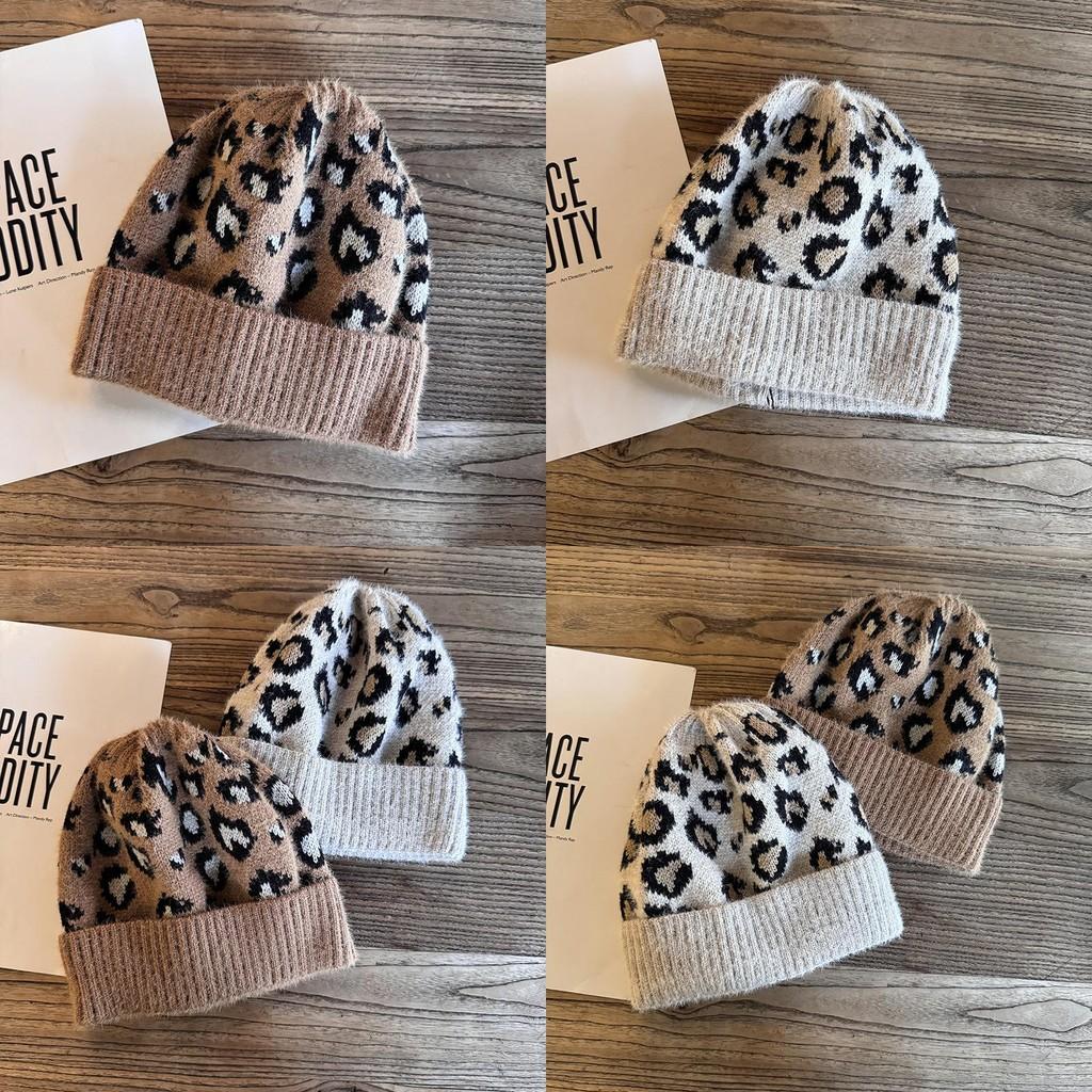Leopard Print Knit Hat For Women Winter Warmth Breathability Fashionable Gift For Teens