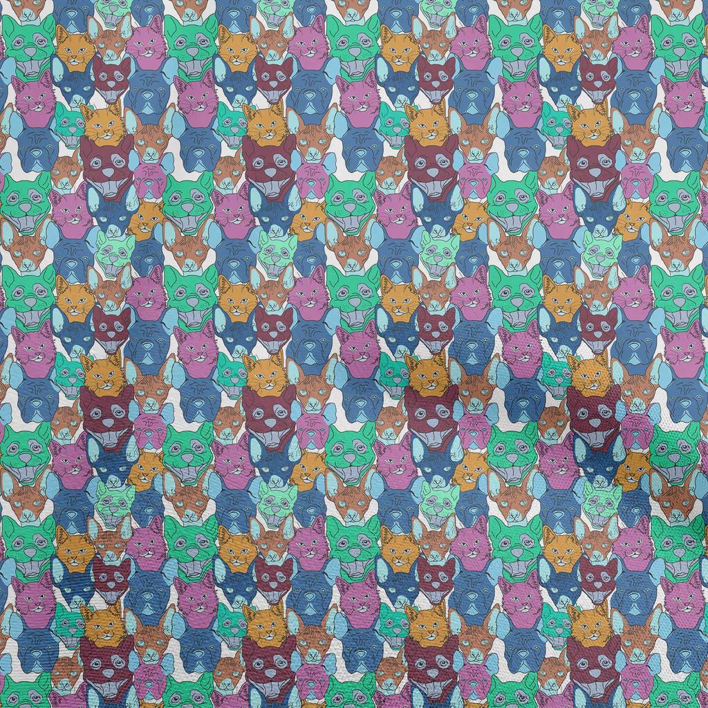 oneOone Cotton Flex Medium Blue Fabric Cat Diy Clothing Quilting Fabric Print Fabric By Yard 40 Inch