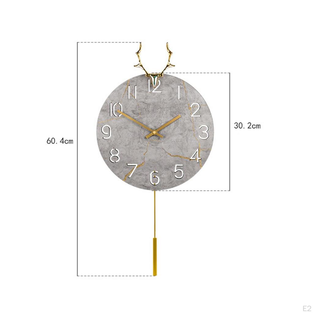 Clock Deer Head Sculpture 12inch Battery Operated Decorative Nonticking European Pendulum for