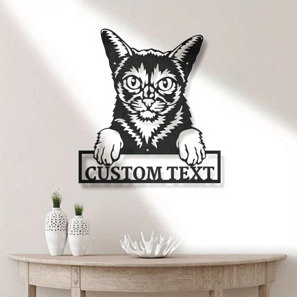 Abyssinian Cat Metal Wall Art Personalized Name Sign Home Decor