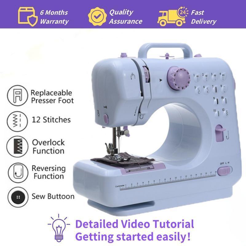 12 Needle Portable Sewing Machine Mini Electric Household Manual Repair Sewing Pressing Foot Pedal Beginner