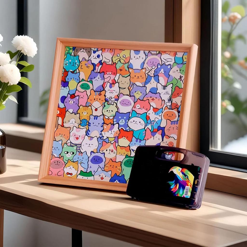 DIY Drewniany Kolorowanka Kot Malowalny Kreatywny Ręcznie Robiony Ramka na Puzzle ze Zdjęciem Do Dekoracji Domu Miłośnik Rzemiosła
