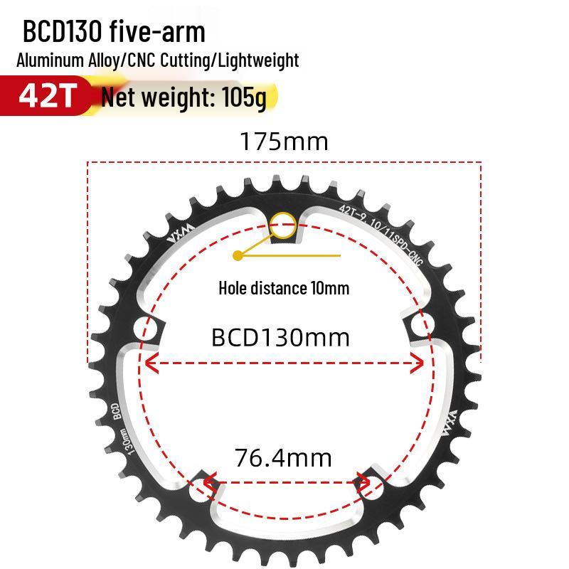 

Система шатунов для шоссейного велосипеда с одной звездой: 130BCD, Положительный/Отрицательный Зуб, Размеры 38T-60T